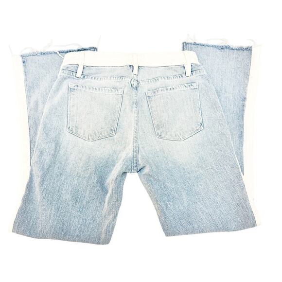 Frame Le Crop Mini Boot LCMBIBR439 Olin Two-Tone Denim Jeans Raw Hem Size 25 - Picture 4 of 9